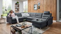 Wohnlandschaft DAKAR U-Sofa in Stoff grau Kaltschaum