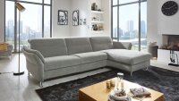 Ecksofa ZOLA L-Sofa Stoff stone mit Kopfteilverstellung