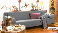 ROLF BENZ Sofa Freistil 180 Couch Stoff grau 200 cm Fuß schwarz