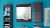 Badezimmer Wandspiegel graumetallic Hochglanz mit Glasablage