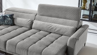 Bigsofa LOGAN Cord silbergrau elektr. XXL Sitzvorzug 60cm