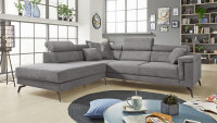 Ecksofa SILVER Stoff stone motorische Sitztiefenverstellung