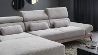 Ecksofa Arrow Cord grau mit elektr. Sitztiefenverstellung