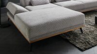 Ecksofa Arrow Cord grau mit elektr. Sitztiefenverstellung