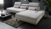 Ecksofa Arrow Cord grau mit elektr. Sitztiefenverstellung