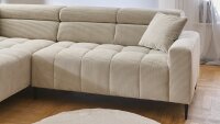 Ecksofa SIMPLE Cord beige elektrische Sitztiefenverstellung