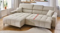 Ecksofa SIMPLE Cord beige elektrische Sitztiefenverstellung