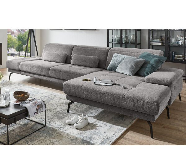 Ecksofa MP-IN20126 Cord grey mit Sitztiefenverstellung