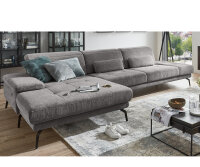 Ecksofa MP-IN20126 Cord grey mit Sitztiefenverstellung