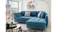 Ecksofa AGIRA Denim Jeans Stoff blau mit Schlaffunktion...