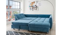 Ecksofa AGIRA Denim Jeans Stoff blau mit Schlaffunktion...