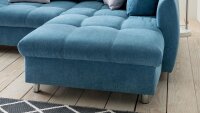 Ecksofa AGIRA Denim Jeans Stoff blau mit Schlaffunktion Kissen 250x190