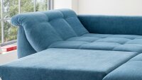 Ecksofa AGIRA Denim Jeans Stoff blau mit Schlaffunktion Kissen 250x190