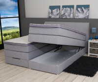 Boxspringbett 180x200 MODESTO BX1440 Stoff silber Topper