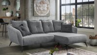 Ecksofa BAGGIO Sofa Wohnlandschaft grau mit Kissen 277x162