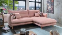 Ecksofa LAZIO Wohnlandschaft mit Kissen in rosa 255x180 cm