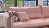 Ecksofa LAZIO Wohnlandschaft mit Kissen in rosa 255x180 cm