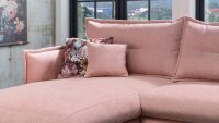 Ecksofa LAZIO rosa Couch Kissen mit Blumenmuster 180x255 cm