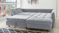 Ecksofa AGIRA mit Schlaffunktion Stoff grau und rosa 250x190