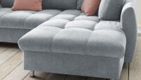 Ecksofa AGIRA mit Schlaffunktion Stoff grau und rosa 250x190