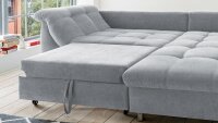 Ecksofa AGIRA mit Schlaffunktion Stoff grau und rosa 250x190