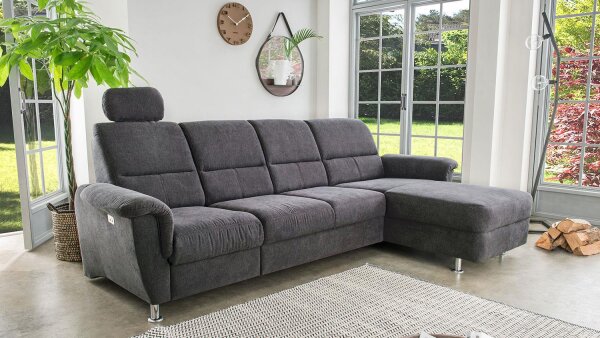 Ecksofa PAROLE Sofa anthrazit mit elektr. Relaxfunktion 292x165