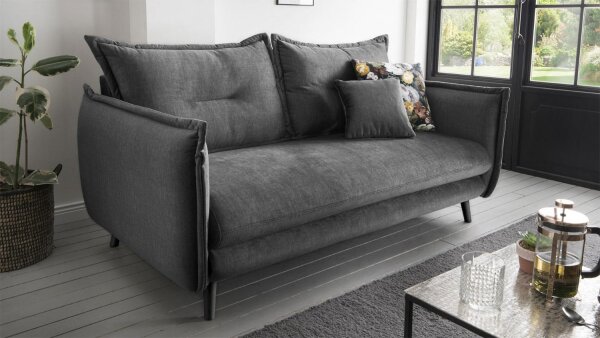 3-Sitzer Sofa LAZIO mit Kissen in anthrazit Asche 183x110 cm