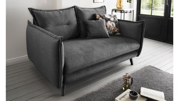 2-Sitzer Sofa LAZIO mit Kissen in anthrazit Asche 162x110 cm