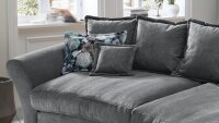 Megasofa Sofa CORDULA Couch halbrund mit Kissen in grau