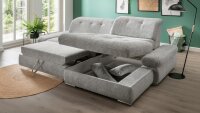 Ecksofa DALIDA Stoff silber inkl. Vollausstattung 300x196 cm