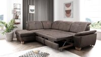 Ecksofa MANDURIA Stoff cappucino Bettfunktion Stauraum...