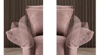 Ecksofa VANILLA Stoff Cord rosa Recamiere beidseitig montierbar