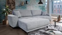 Ecksofa CAPRI Recamiere links Stoff silber elektrische...