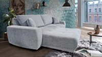 Ecksofa CAPRI Recamiere links Stoff silber elektrische...