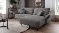 Ecksofa VANILLA Stoff Cord grau Recamiere beidseitig...