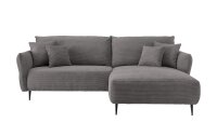 Ecksofa VANILLA Stoff Cord grau Recamiere beidseitig...