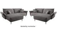 Ecksofa VANILLA Stoff Cord grau Recamiere beidseitig montierbar