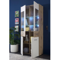 Vitrine BZ5095 hoher Schrank in Viking Eiche und...