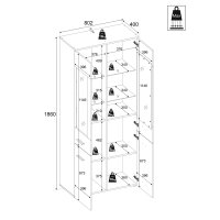 Vitrine BZ5095 hoher Schrank in Viking Eiche und weiß 80x186cm