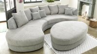 Wohnlandschaft LIMONCELLO Sofa Rundecke Stoff Cord silber...