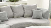 Wohnlandschaft LIMONCELLO Sofa Rundecke Stoff Cord silber...