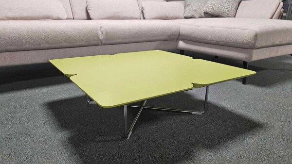 Couchtisch ROLF BENZ Freistil 195 grauolive 79x79 Chrom