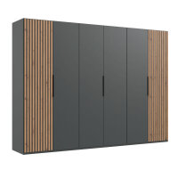 Drehtürenschrank Andorra Graphit Artisan Eiche 300cm