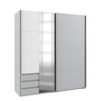 Schwebetürenschrank Aurich Light Grey Weiß 179cm