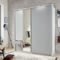 Schwebetürenschrank Aurich Light Grey Weiß 179cm