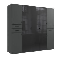 Drehtürenschrank Danzig Graphit und Glas Schwarz 225cm