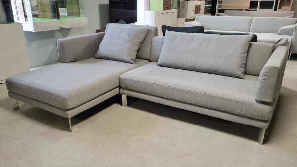 Ecksofa SENTO 433 Rolf Benz Recamiere links Stoff hellgrau