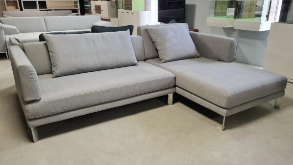 Ecksofa SENTO 433 Rolf Benz Recamiere rechts Stoff hellgrau