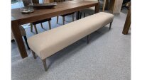 Sitzbank ADMIN Polsterbank Stoff beige smoked Füße Eiche massiv 240 cm