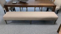 Sitzbank ADMIN Polsterbank Stoff beige smoked Füße Eiche massiv 240 cm